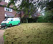Verticutting of lawn in progress